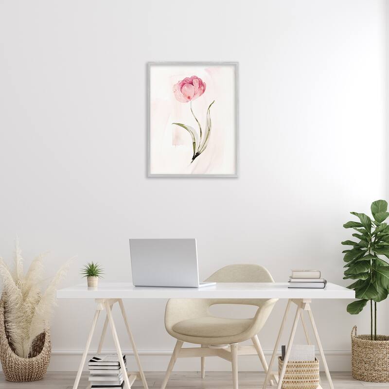 Stupell Pink Blossom with Leaves Framed Giclee Art Design By Kristen Brockmon