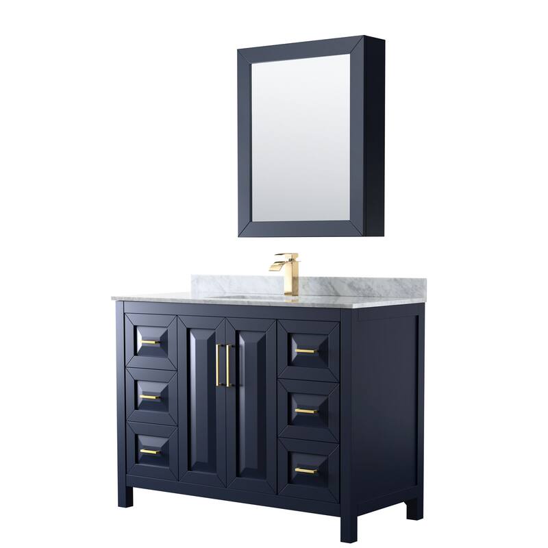 Wyndham Collection Daria 48" Free Standing Single Vanity Set with MDF - Dark Blue - Painted