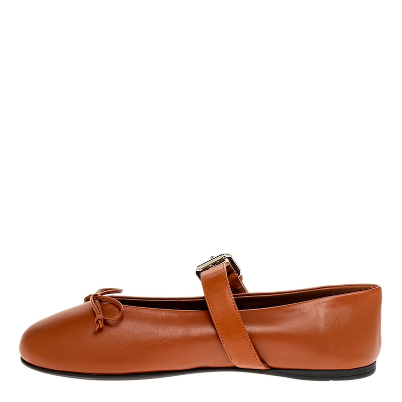 Miu Miu Buckled Ballerina Flats - Cognac
