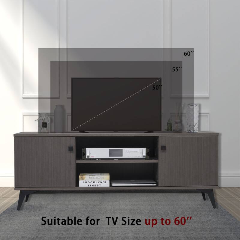 TV Stand for 50/55/60 inch TVs, Retro Wood Grain TV Console Table with