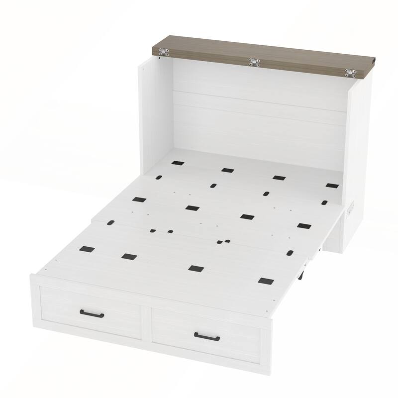 Murphy Bed Cabinet with Charging Station for Guest Room and Small Bedroom
