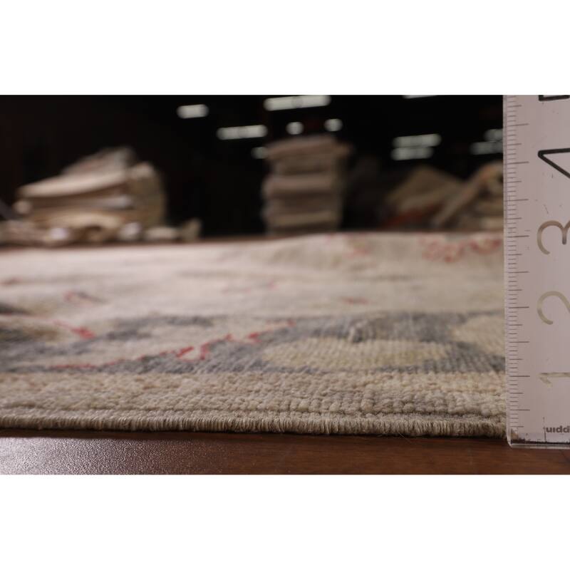 Vegetable Dye Oushak Turkish Area Rug Handmade Beige Wool Carpet - 8'1" x 9'10"