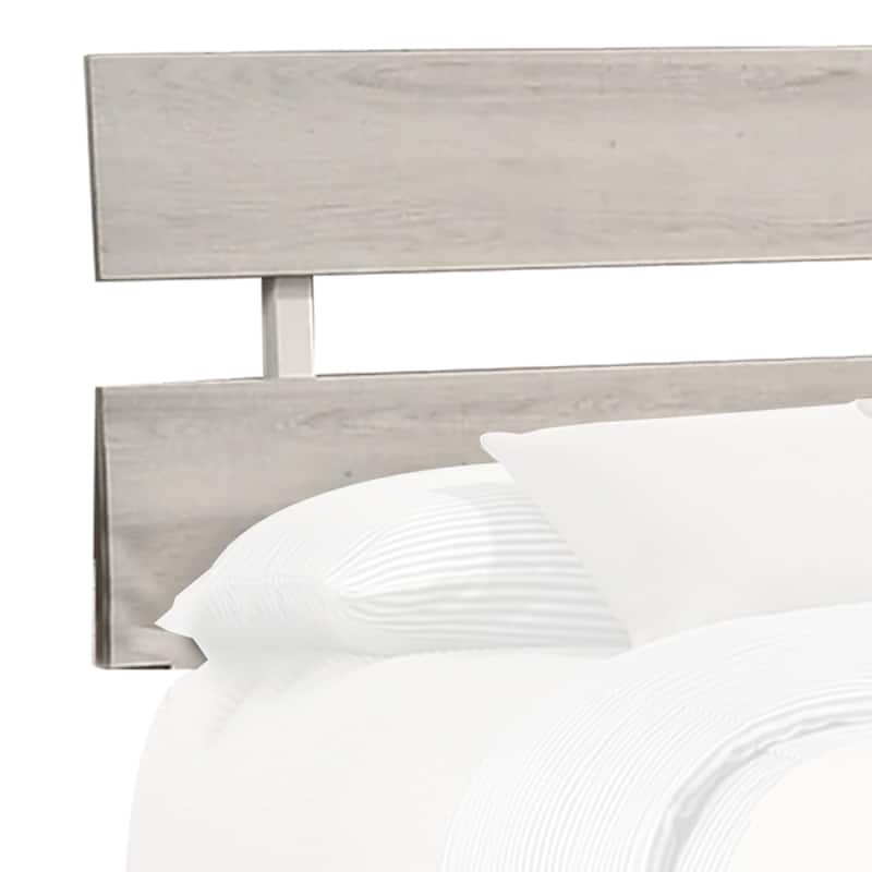 Cuzzy Queen Platform Bed with Panel Headboard, Low Profile White Wood