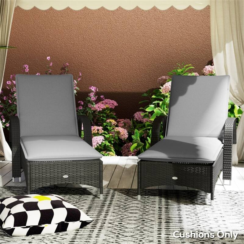Polyester Foam Outdoor Lounge Chair Cushions Set of 2 - 76" L x 22.8" W x 2.4" D