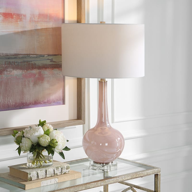 Glass Table Lamp with Crystal Foot - 29"