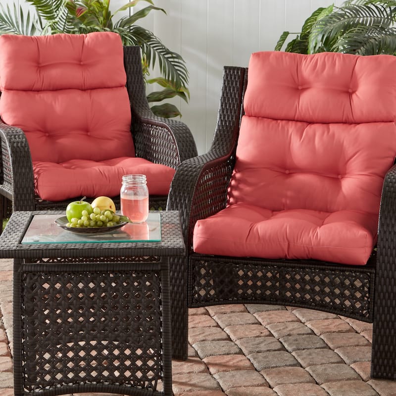 Outdoor 44-in x 22-in High Back Chair Cushion (Set of 2) (Cushions Only)