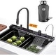 preview thumbnail 16 of 35, Lefton 304 Stainless Steel Waterfall Kitchen Sink Set with Pull-down Faucet KS2207 (Series) 33" x 22" (1 HP Garbage Disposal)
