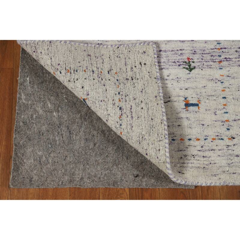 Purple Tribal Gabbeh Indian Runner Rug Hand-Knotted Wool Carpet - 2'4" x 9'6"