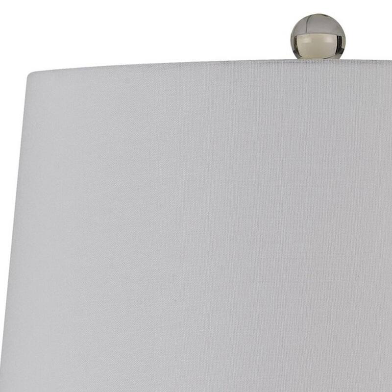 Glass Table Lamp with Round Hardback Fabric Shade, White