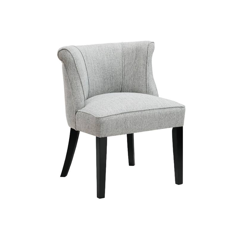 Vasu Accent Chair, Vertical Accents on Curved Back, Gray Polyester