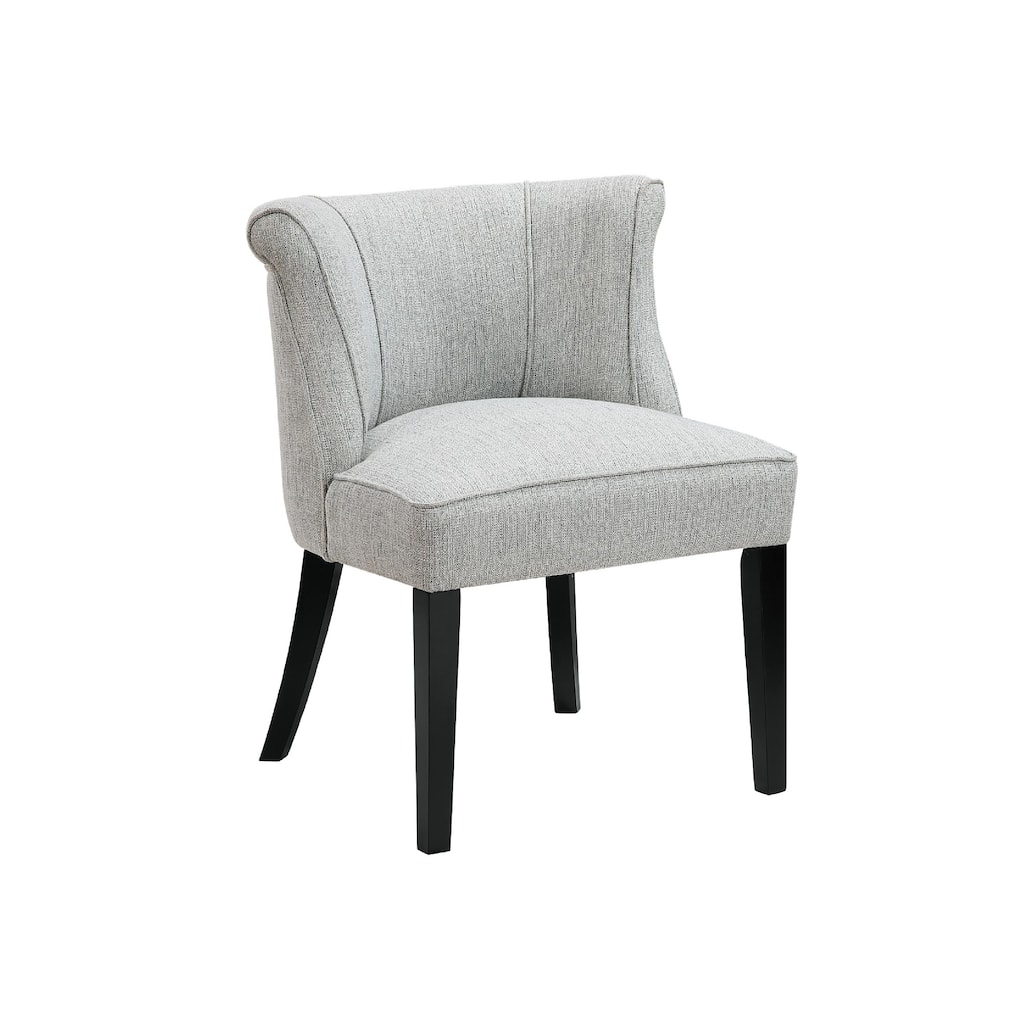 Vasu Accent Chair, Vertical Accents on Curved Back, Gray Polyester