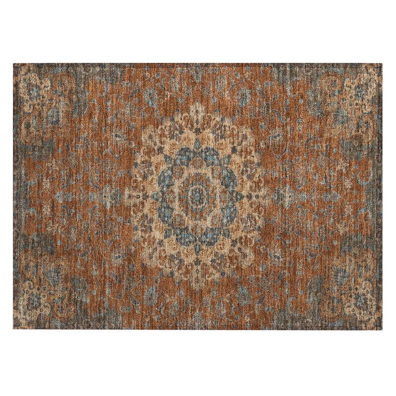 Machine Washable Indoor/ Outdoor Traditional Awaka Chantille Rug