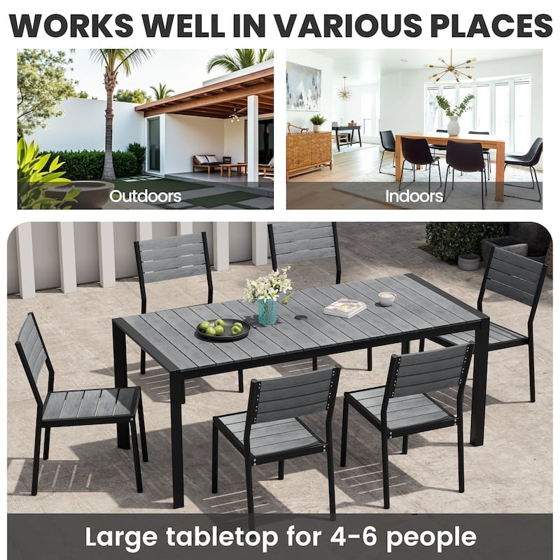 9/11-Piece Outdoor Patio Dining Set Aluminum Table and Chairs w/10 ft Market Umbrella and Base