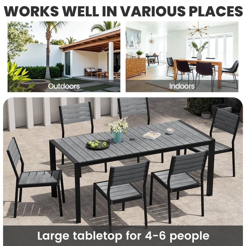 Outdoor Aluminum Patio Dining Table with Umbrella Hole