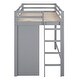 preview thumbnail 11 of 18, Gray Twin Size Solid Wood Loft Bed with Drawer and Wardrobes