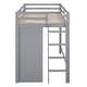 preview thumbnail 11 of 18, Gray Twin Solid Wood Loft Bed with Drawer & Wardrobes