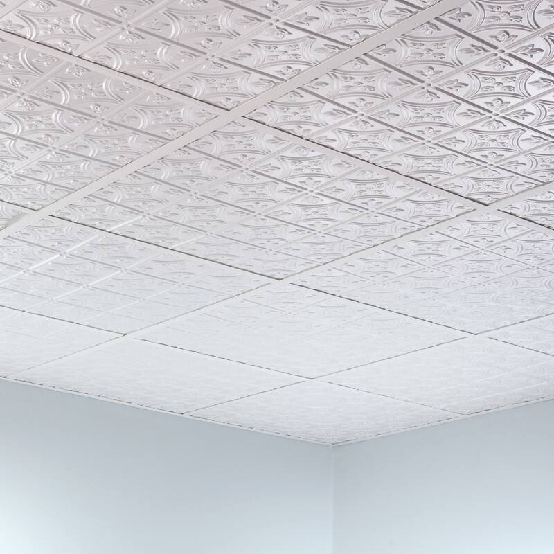FASÄDE Traditional Style 1 Decorative Vinyl 2ft x 2ft Lay in Ceiling Panel in Matte White (5 Pack)