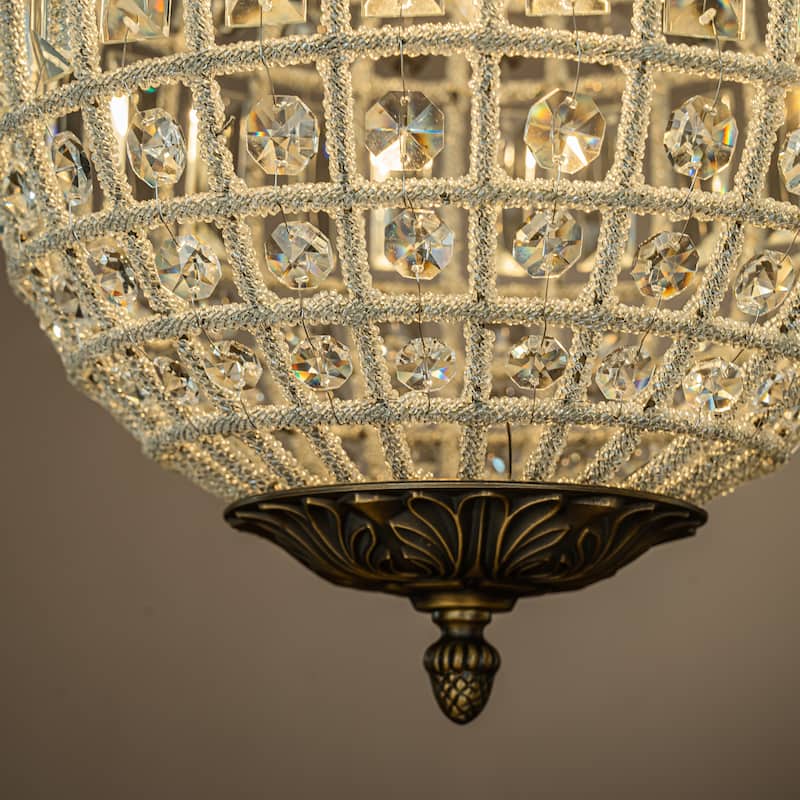 1/3-Light Vintage And Glam Antique Gold Crystal Globe Chandelier Ornate Sphere Pendant Light