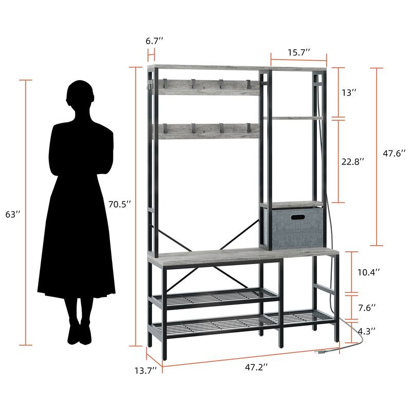 Futzca Hall Tree with Bench Shoe Storage