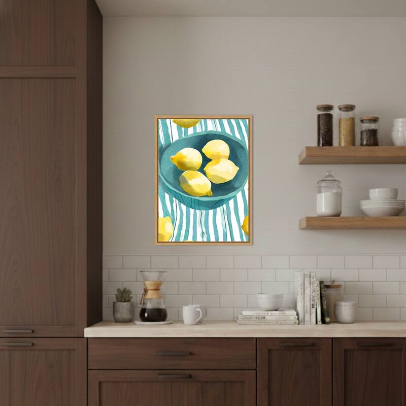 Zitronen in Schale by Ohkimiko (18 x 24 in.), Framed Canvas Wall Art Print