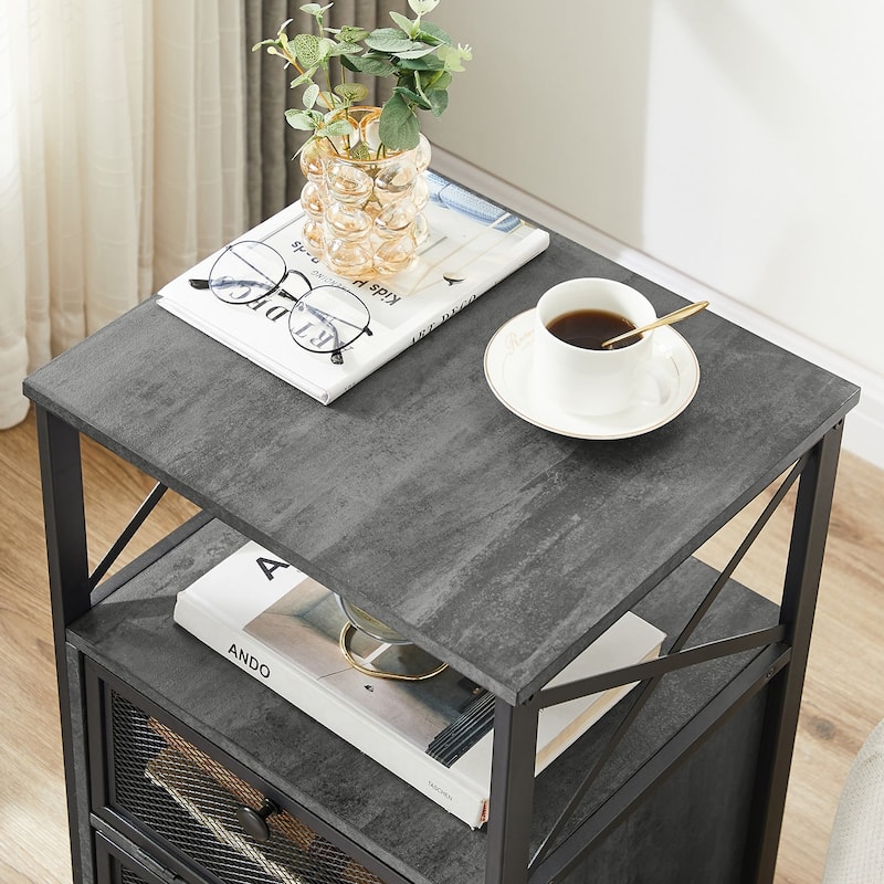 Javlergo Nightstand with 2 Drawers and Storage Shelf for Bedroom, Small Night Stands, Bed Side Table