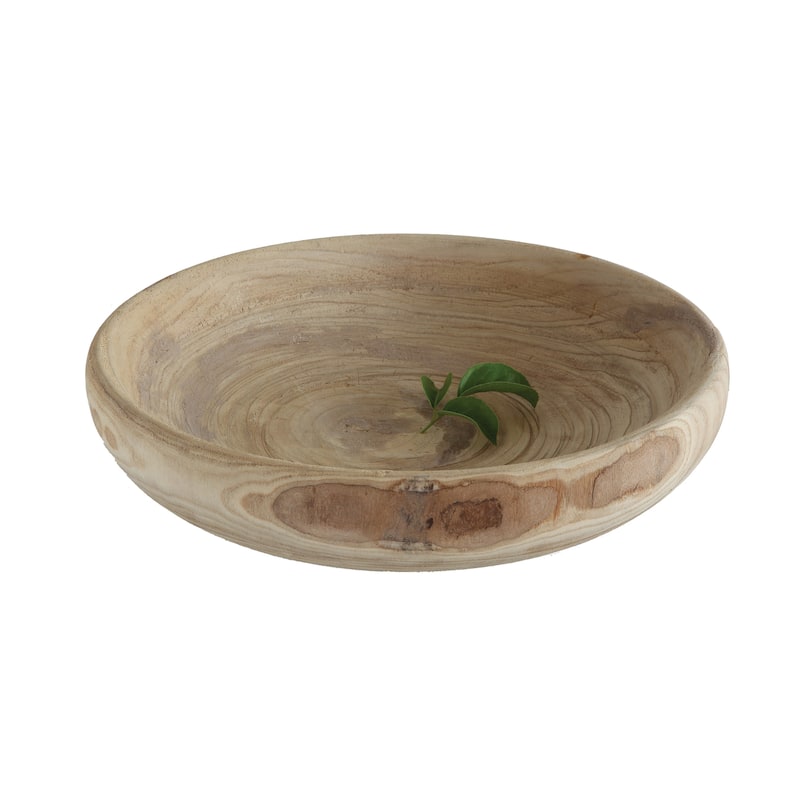Decorative Paulownia Wood Bowl - 19.0"L x 19.0"W x 4.8"H - 19.0"L x 19.0"W x 4.8"H - Natural