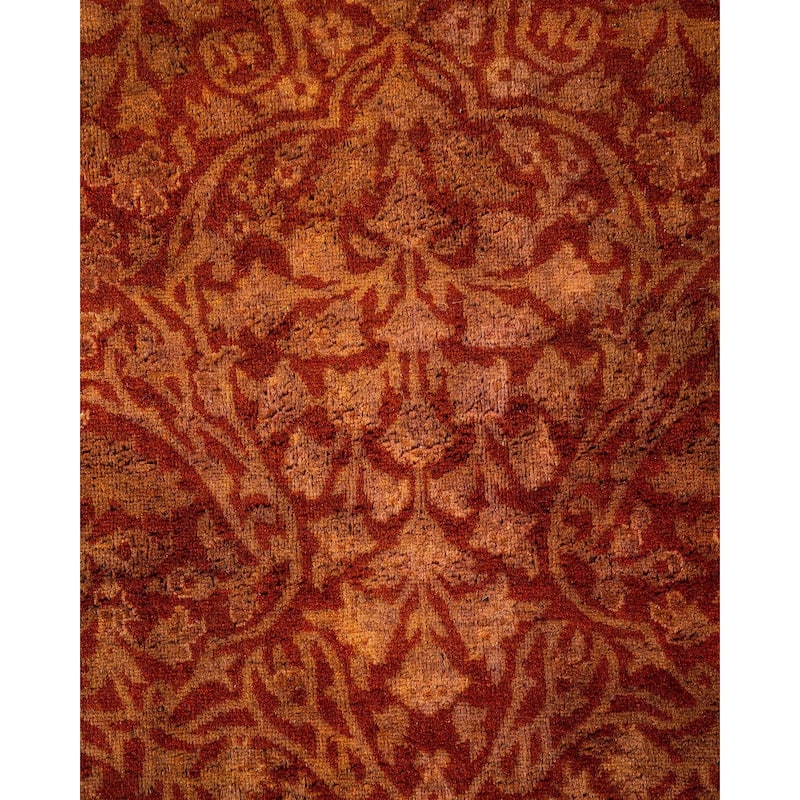 Overton Hand Knotted Wool Vintage Inspired Modern Contemporary Overdyed Yellow Area Rug - 2' 7" x 12' 8"