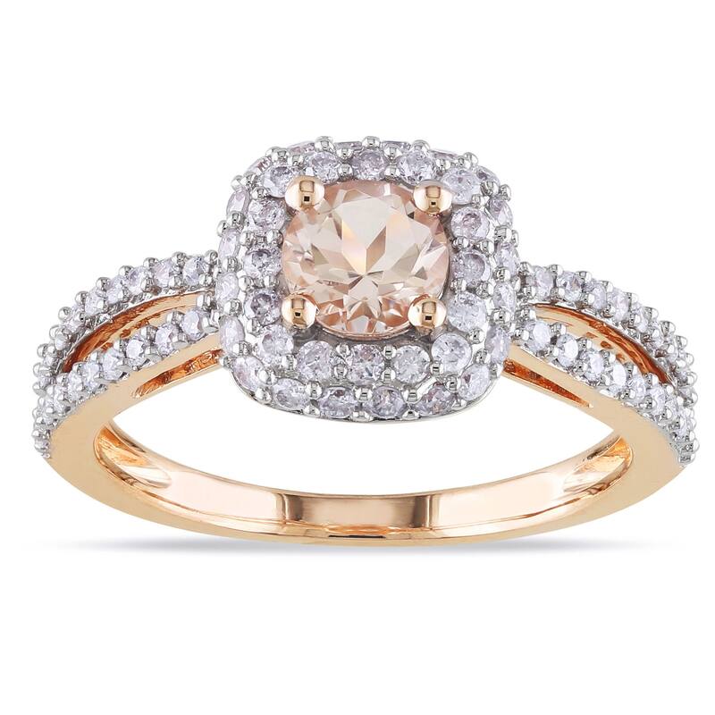 Miadora Signature Collection 14k Rose Gold 1/2ct TDW Diamond Morganite Ring (G-H, I1-I2)
