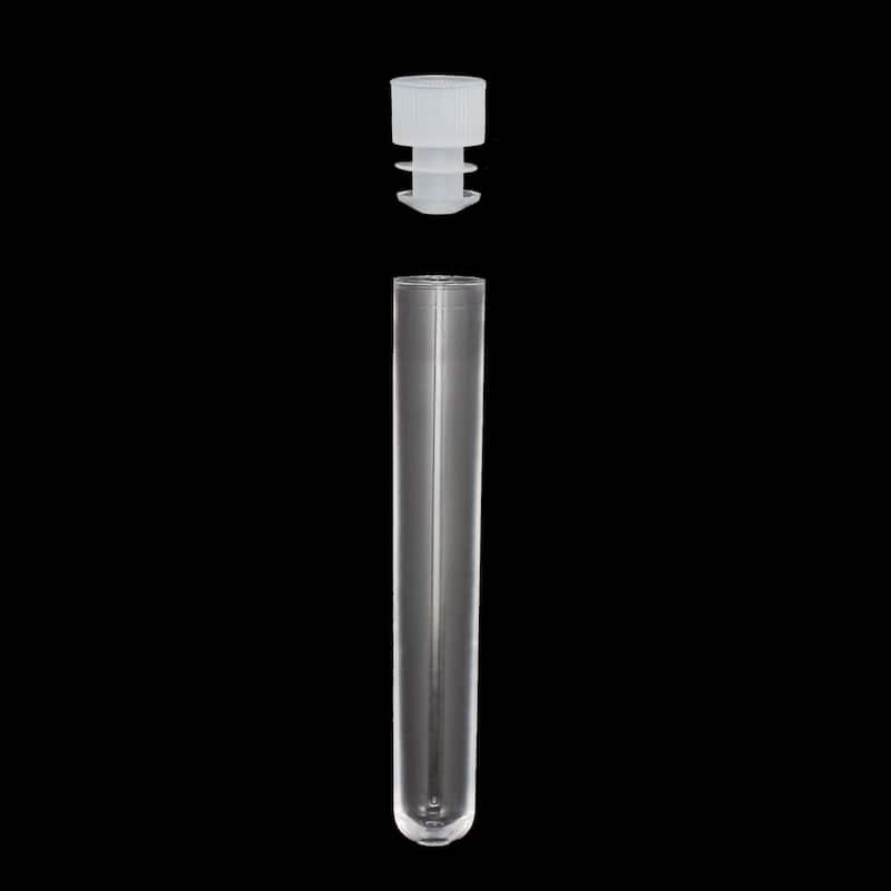 30 Pcs Centrifuge Test Tubes Round Bottom Polystyrene with White Cap 12 x 72mm - Clear
