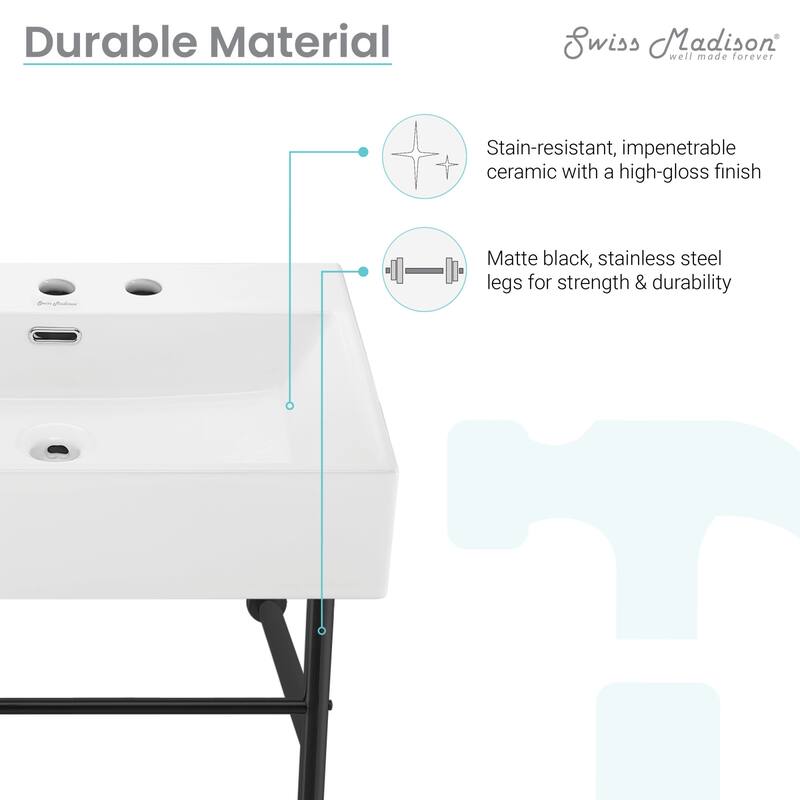 Swiss Madison SM-CS771-3 Claire 23-5/8" Rectangular Ceramic Console