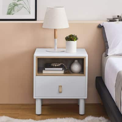 Modern Compact Wooden Single Drawer Nightstand