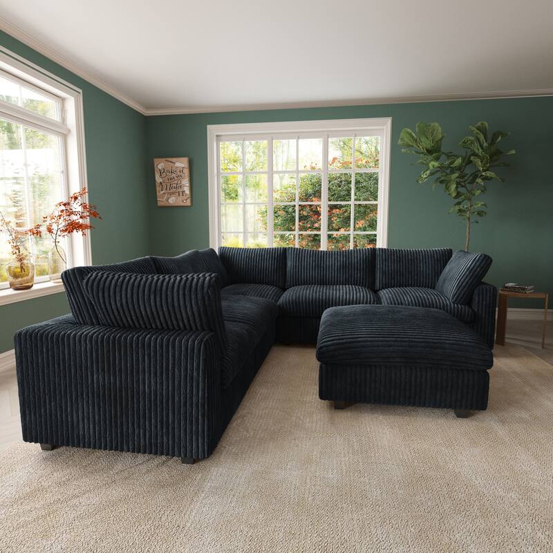 Cloud Corner Sofa Soft Plush Upholstered Modular Sectional Sofa Down Filled Living Room Couch