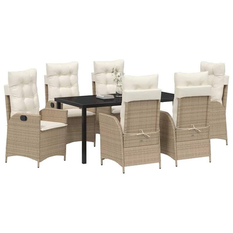 vidaXL Garden Dining Set with Cushion Poly Rattan