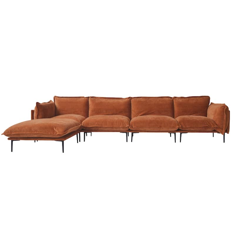 147.24" L-shaped Velvet Sectional Sofa Modern Modular Sofa Deep Seat Upholstered Cloud Couch