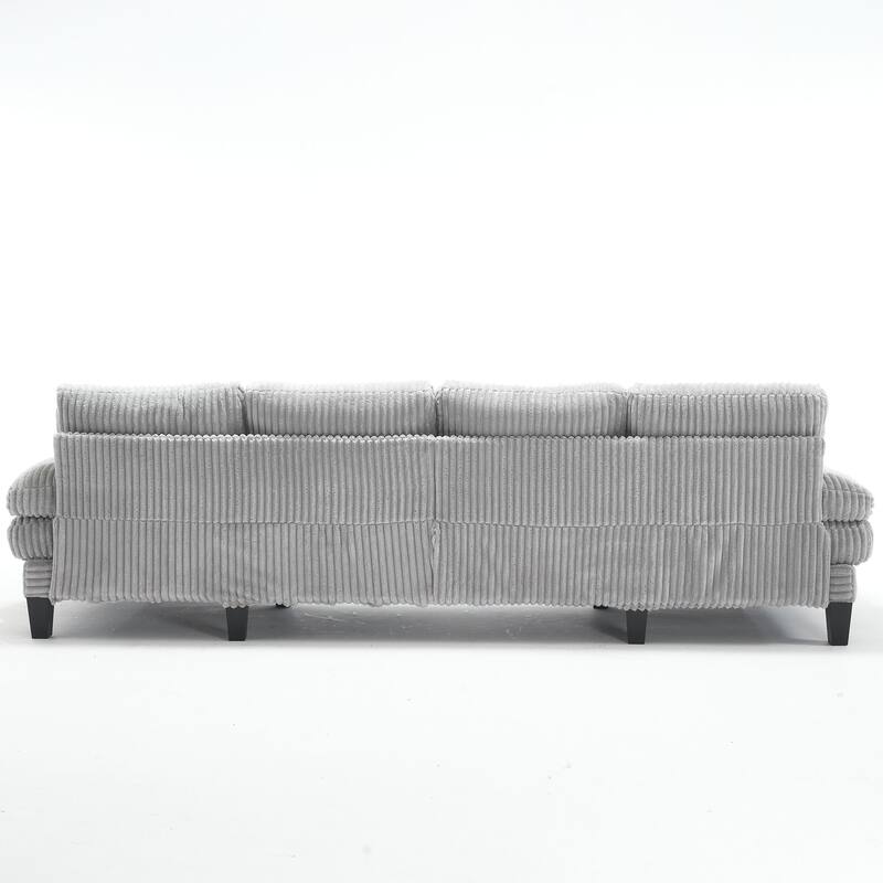 Symmetrical Corduroy Double Chaise Couch U-shaped Sectional Sofa