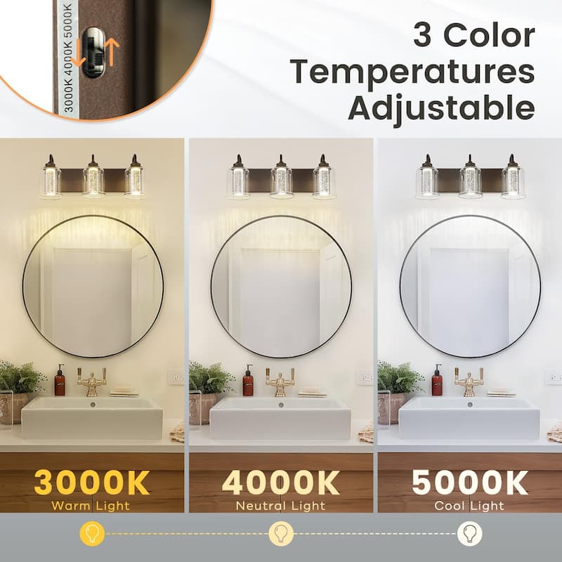 3-Light LED Vanity Light with 3 Colors Modes (3000K/4000K/5000K)