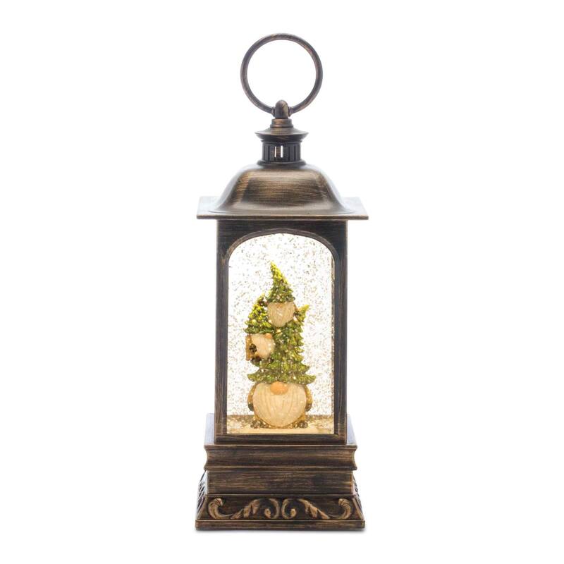 10.75" LED Lighted Gnome Stack Christmas Snow Globe Lantern