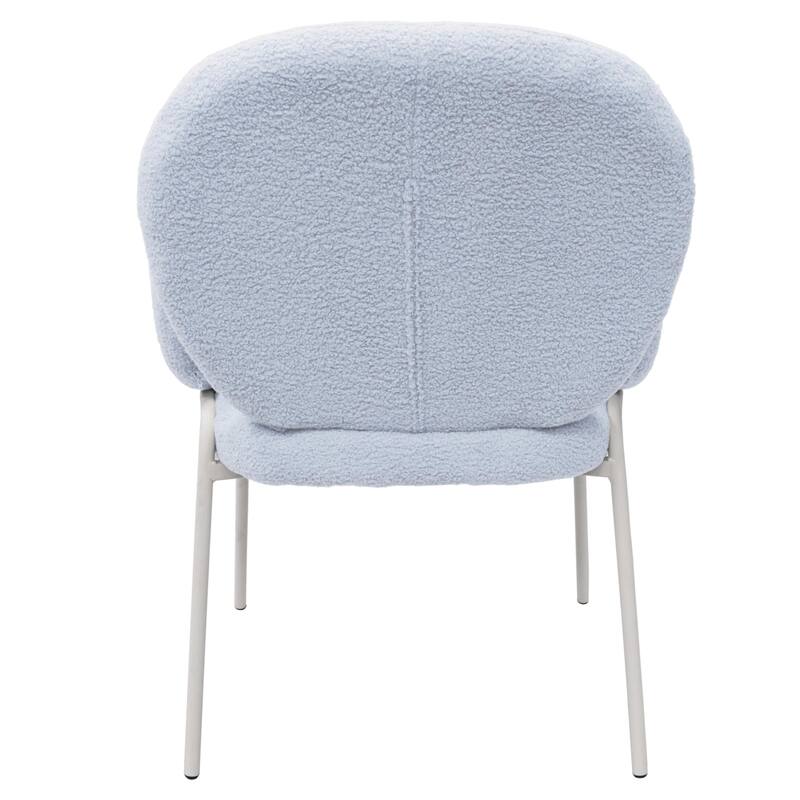 Celestial Boucle Dining Chairs in White Iron Legs by LeisureMod