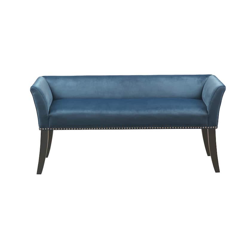 Madison Park Welburn 49.5" Upholstered Bench with Back & Wood Legs