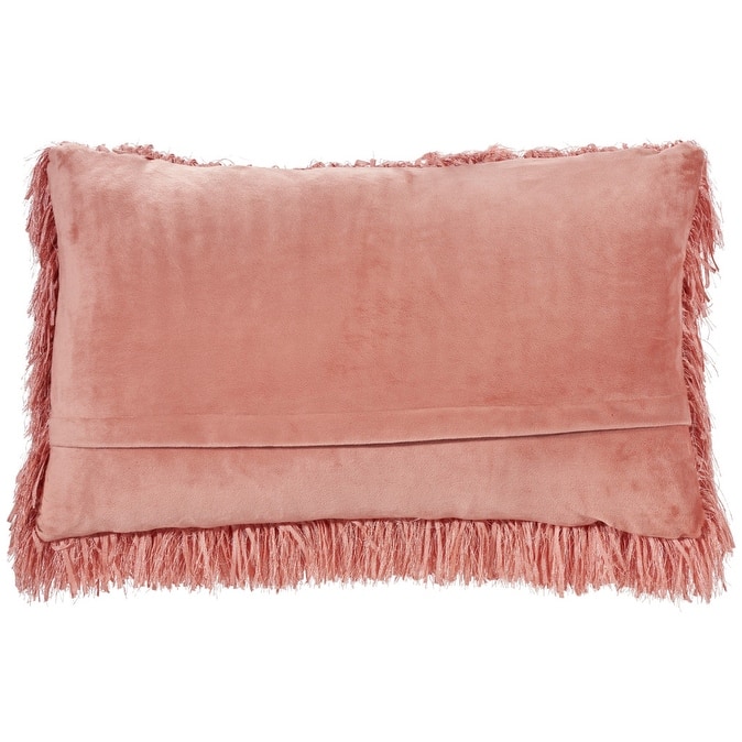 HomeRoots 14" X 24" Coral Shag Throw Pillow