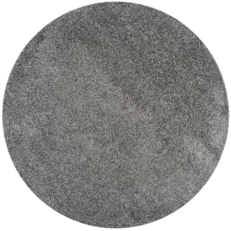 SAFAVIEH Laguna Shag Verdiana Solid Color 2-inch Thick Rug. - 6'7" Round - Dark Grey - Round