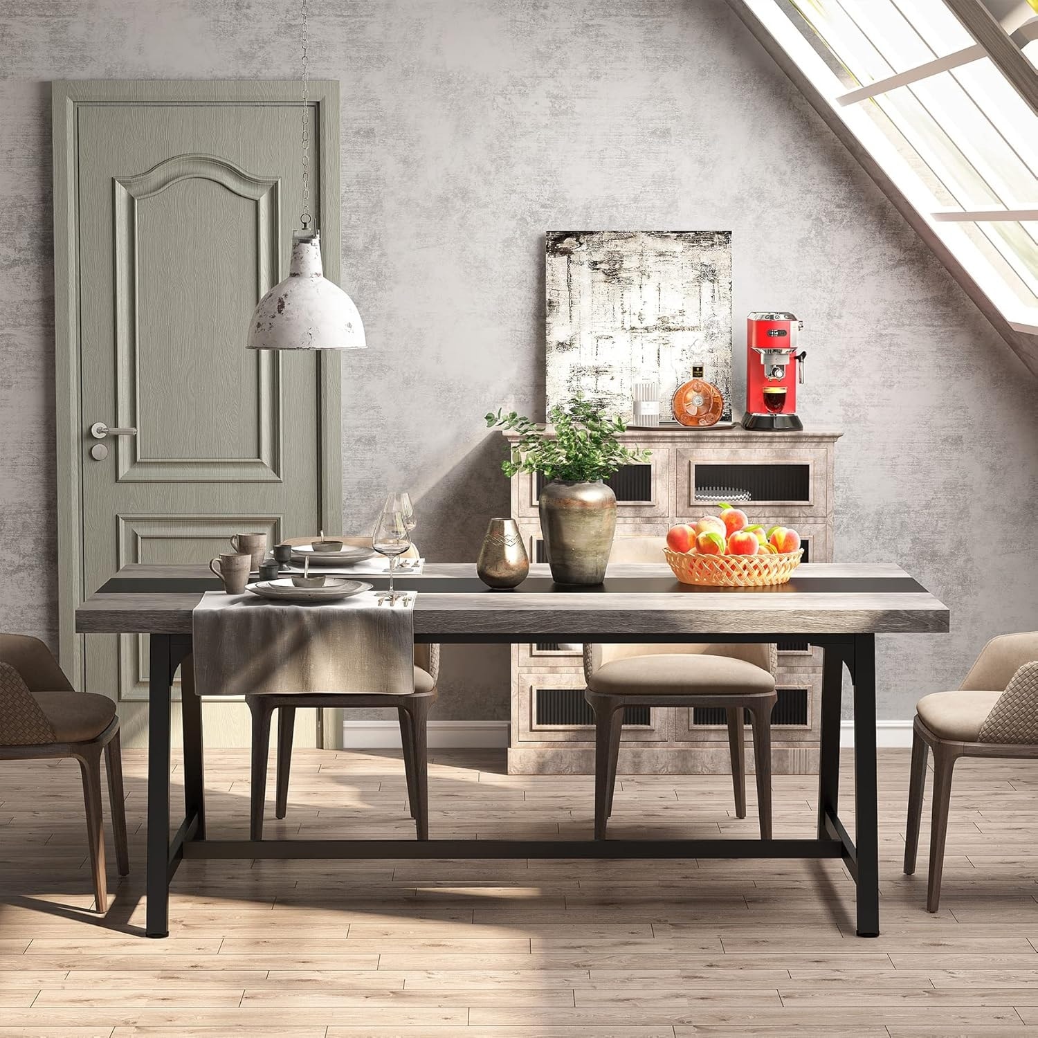 71-inch Dining Table for 8 People, Wood Kitchen Table for Big