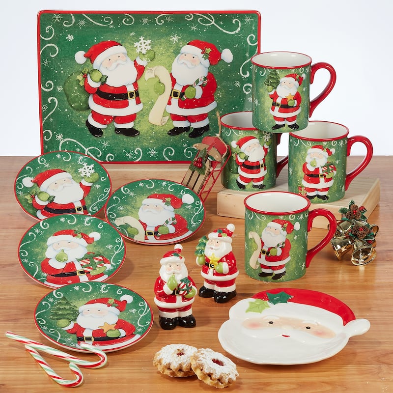 Certified International Holiday Magic Santa 6" Canape/Luncheon/Snack Plates, Set of 4