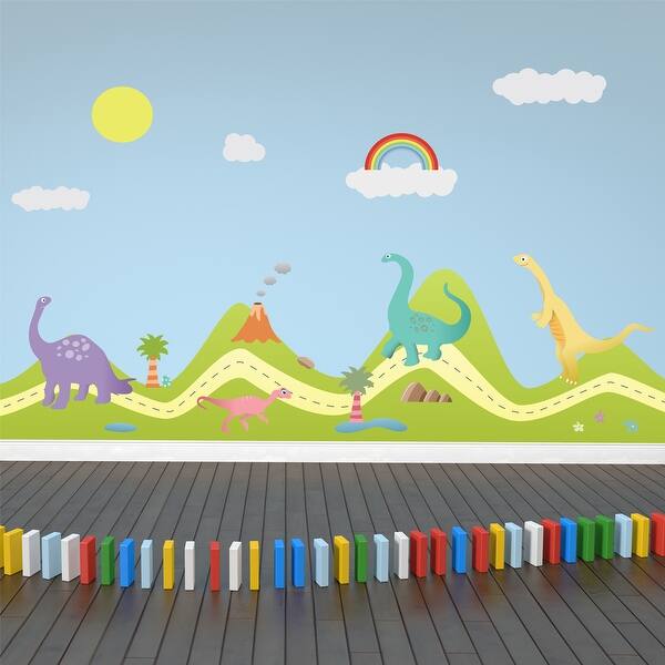 slide 2 of 4, Walplus Happy Hills Happy Dinosaurs Wall Sticker Nursery Decor Decal
