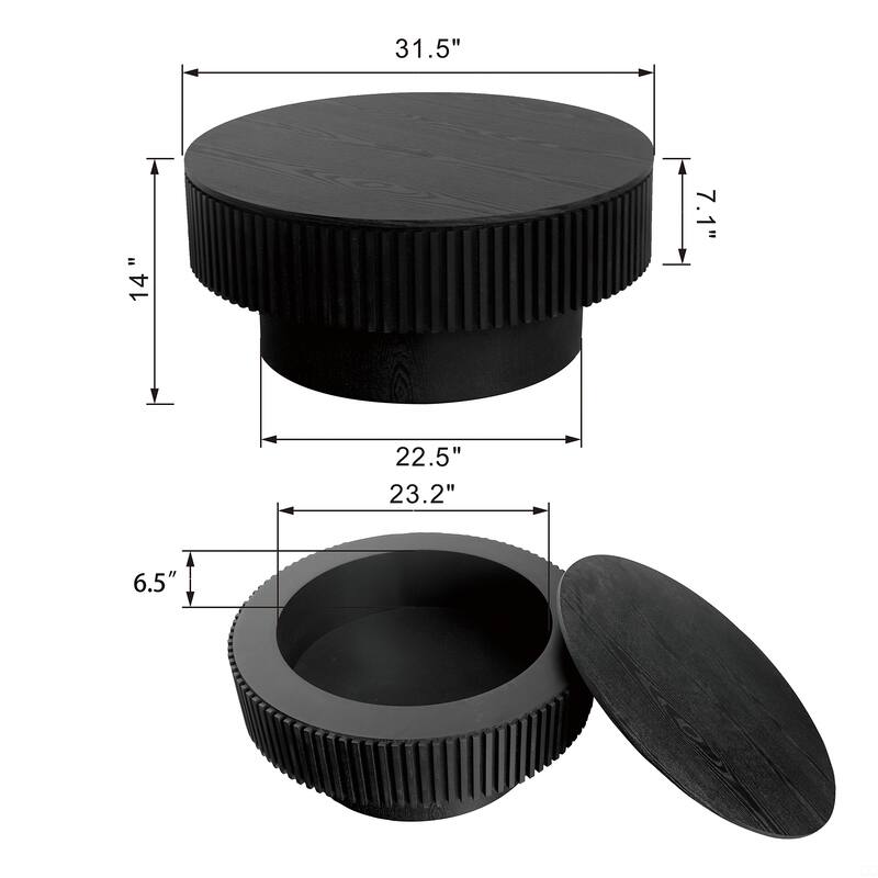 Modern Round Coffee Table with Storage