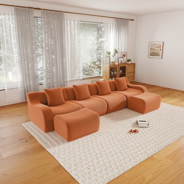 GDF Studio - Fairford U-Shaped 4-Seat Modular Sofa With Curved
