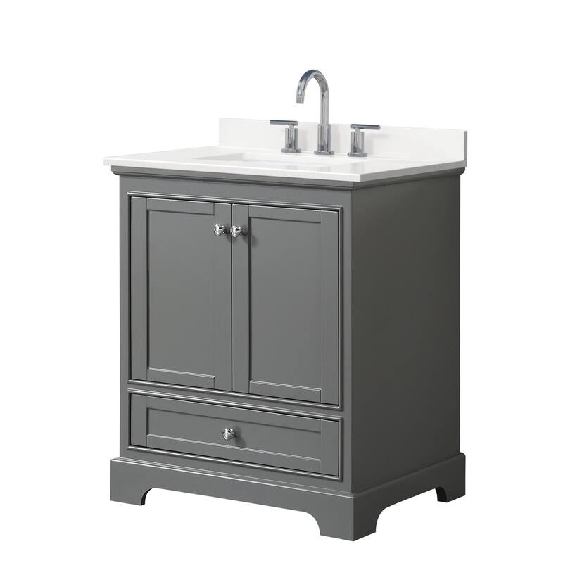 Wyndham Collection WCS202030S-QTZ-US3MXX Deborah 30" Free Standing - Dark Gray / White Quartz Top / Polished Chrome