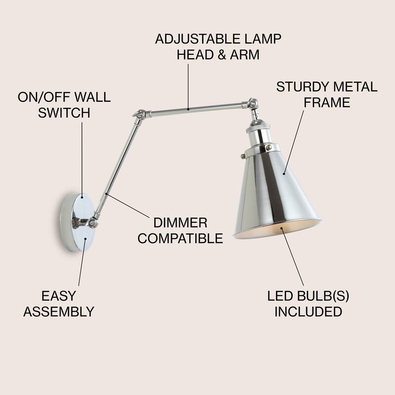 Rover 7" Adjustable Arm Metal LED Wall Sconce by JONATHAN Y