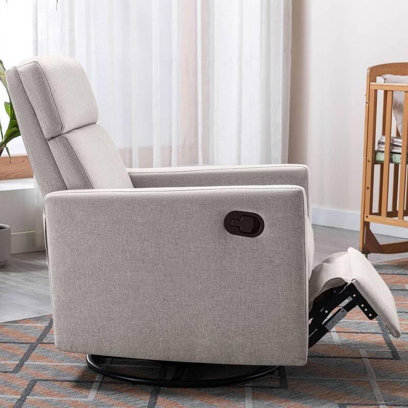 Modern 360° Swivel Sliding Linen Upholstered Recliner