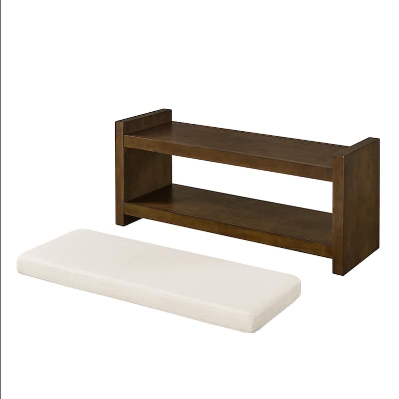 GDFStudio - Norway 40" Linen Accent Bench with Storage Shelf